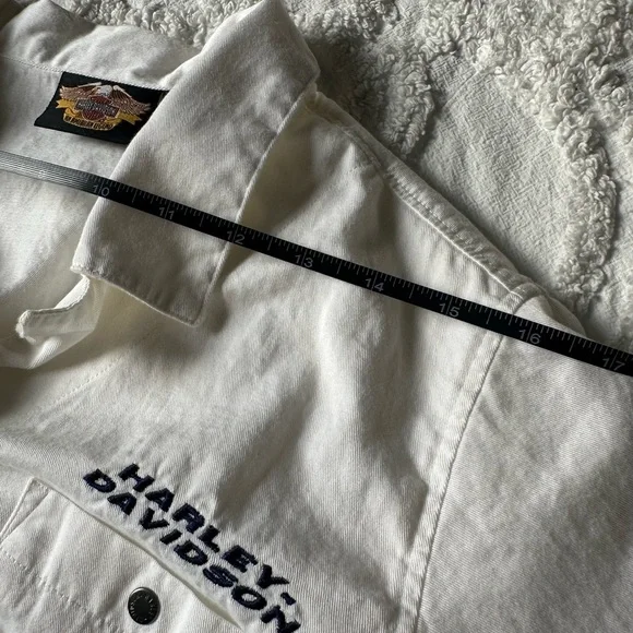 Harley-Davidson Women's White Button Down Shirt Embroidered Tie Front Size M - Picture 9 of 14